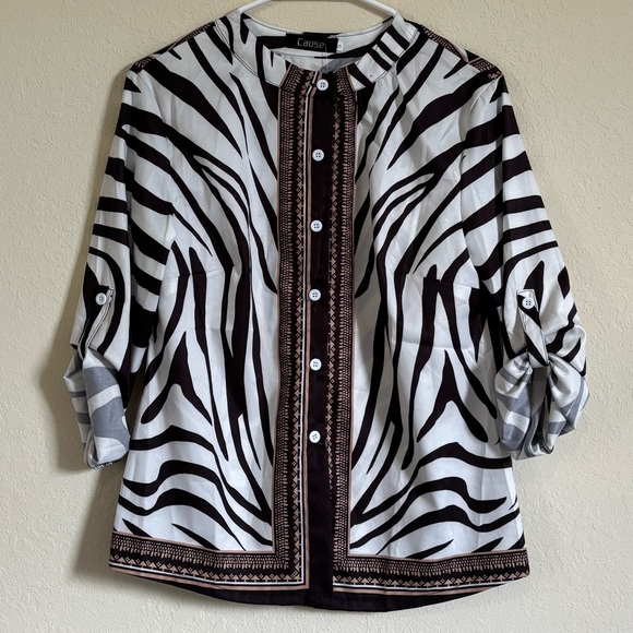 Cause Comfort Life Sense Women’s Zebra Print Blouse. Size S. NWT - Picture 4 of 5